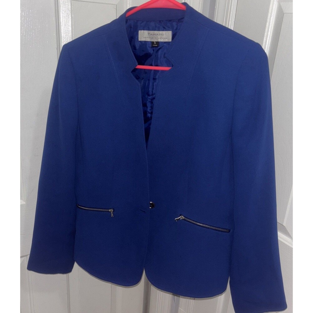 Tahari Arthur S. Levine Royal Blue Blazer Single Button Size 8 Women's